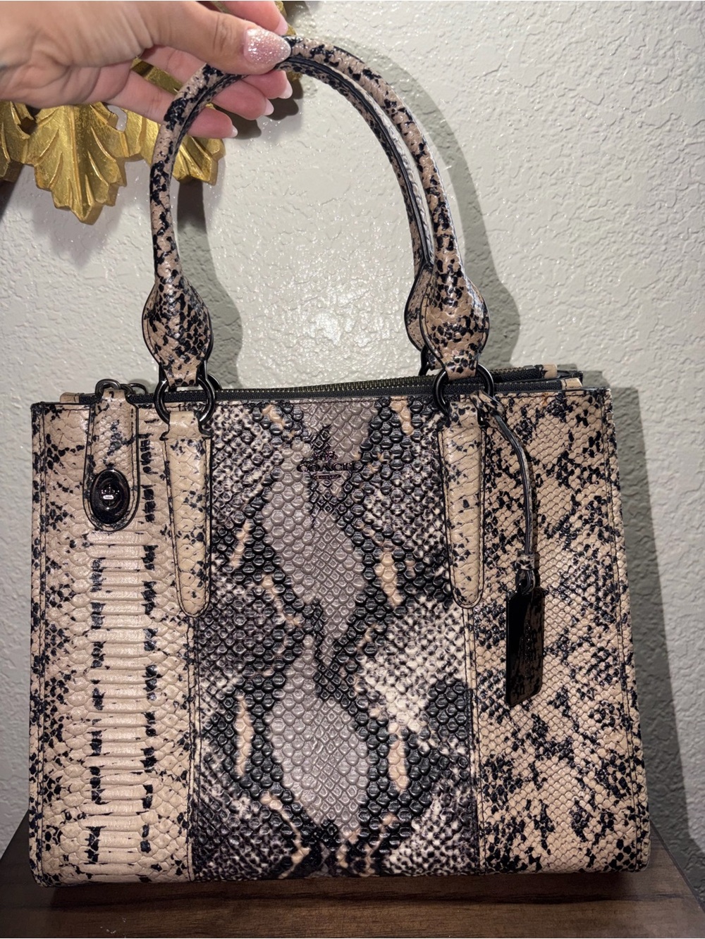 Coach Crosby SnakeSkin Embossed Satchel Handbag